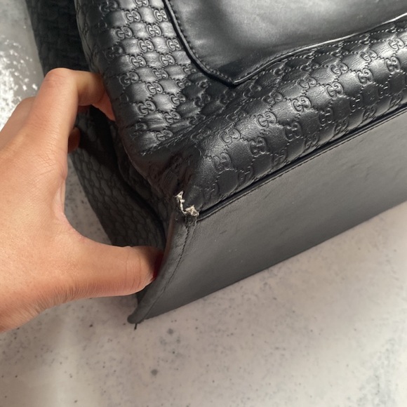 Gucci Guccissima Black Leather Tote Bag (Larger Size) - Picture 7 of 16